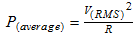 Illustration of Power (Volts RMS) equation