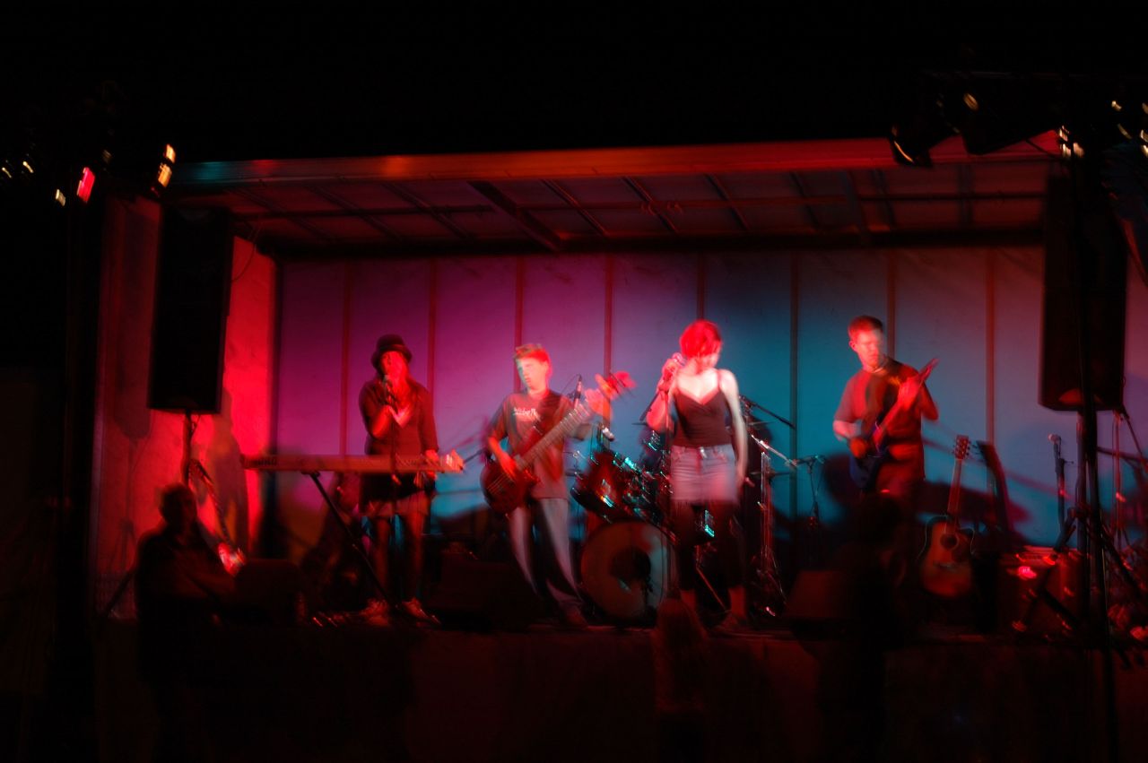 The stage after dark at Chalford Feast