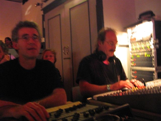 Tony Gibson (lights) and Tony Lloyd (sound) during a show at Painswick Blues, 2005
