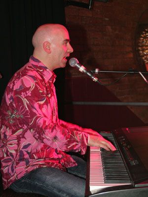 Tony Moore on stage at the Hub in Cheltenham, 2005